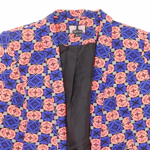 Ribbon Womens Multicoloured Geometric Jacket Blazer Size 10
