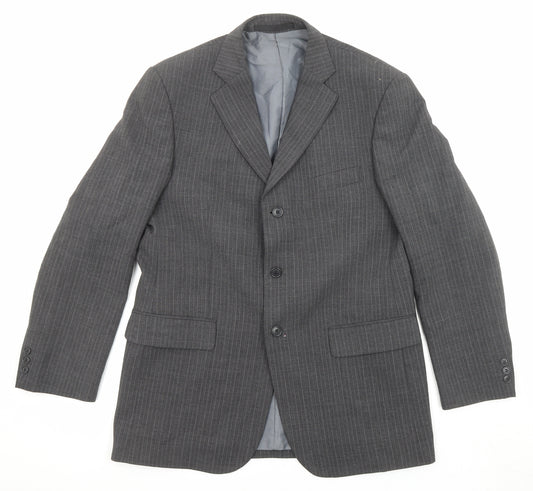 Marks and Spencer Mens Grey Striped Polyester Jacket Suit Jacket Size 40 Regular