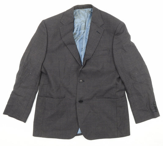 Marks and Spencer Mens Grey Geometric Wool Jacket Suit Jacket Size 40 Regular