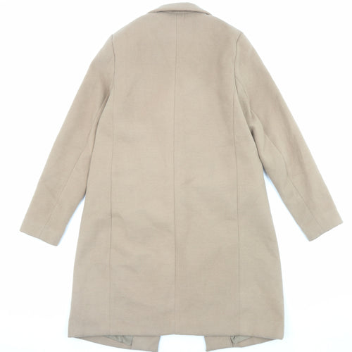 New Look Womens Beige Overcoat Coat Size 10 Button