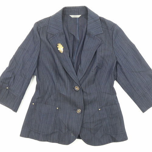 Marks and Spencer Womens Blue Jacket Blazer Size 14 Button
