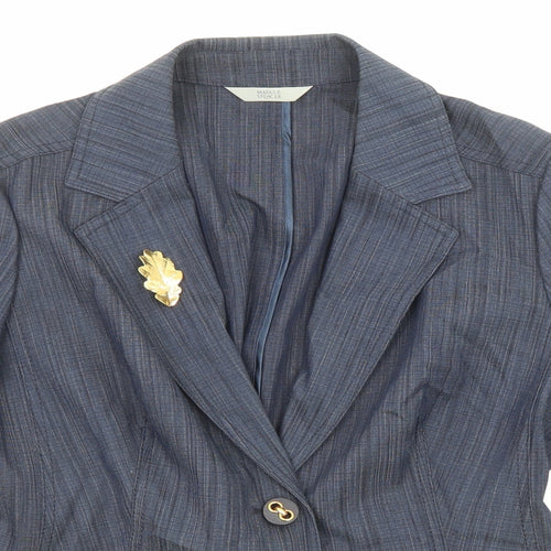 Marks and Spencer Womens Blue Jacket Blazer Size 14 Button