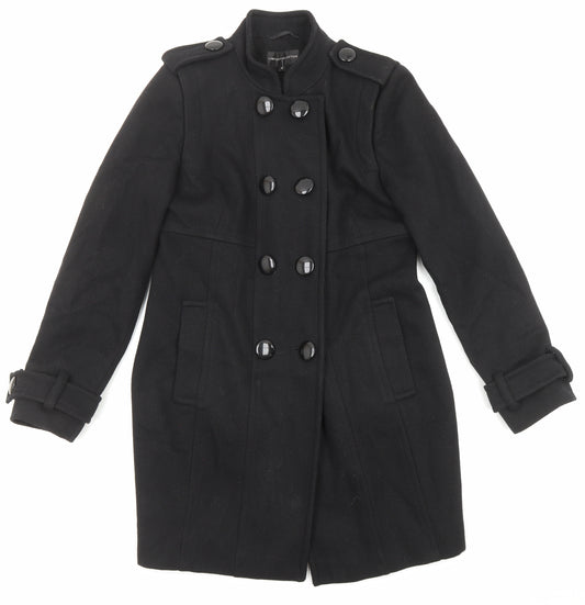 Marks and Spencer Womens Black Pea Coat Coat Size 12 Button