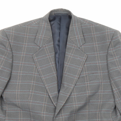 Berkertex Mens Grey Plaid Viscose Jacket Blazer Size 42 Regular
