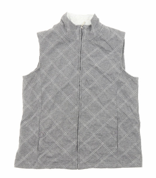DASH Womens Grey Geometric Gilet Jacket Size 12 Zip