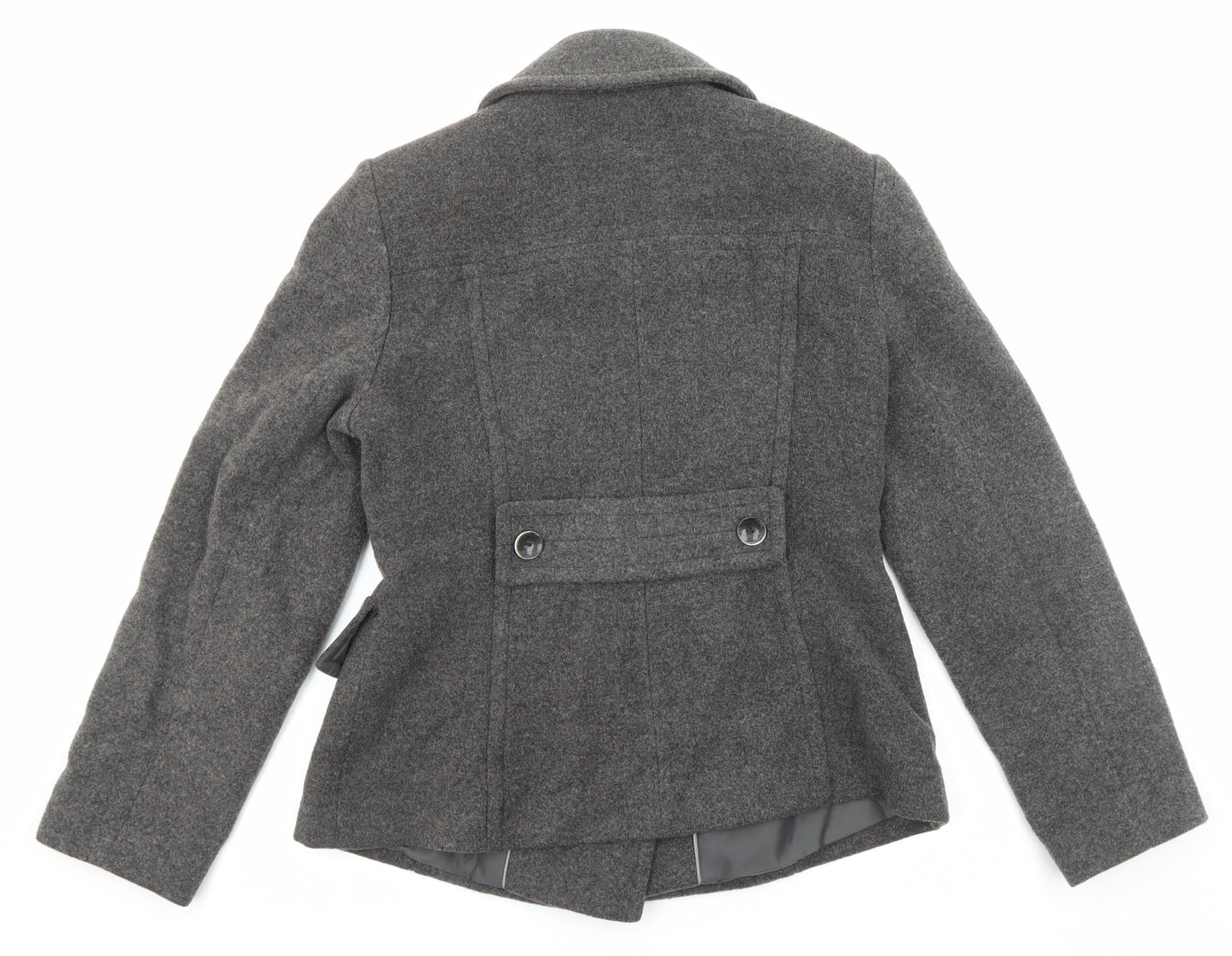 Marks and Spencer Womens Grey Pea Coat Coat Size 12 Button