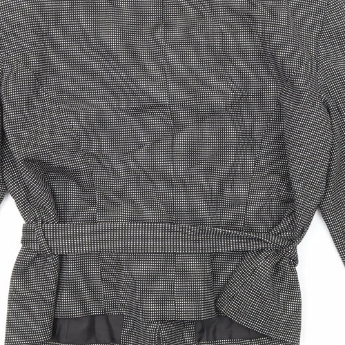 Un Deux Trois Womens Black Geometric Jacket Size 18 Tie