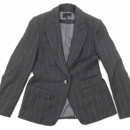 NEXT Womens Grey Pinstripe Wool Jacket Suit Jacket Size 14