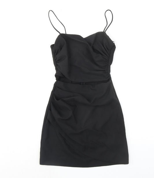 Zara Womens Black Polyester Mini Size XS Sweetheart Zip