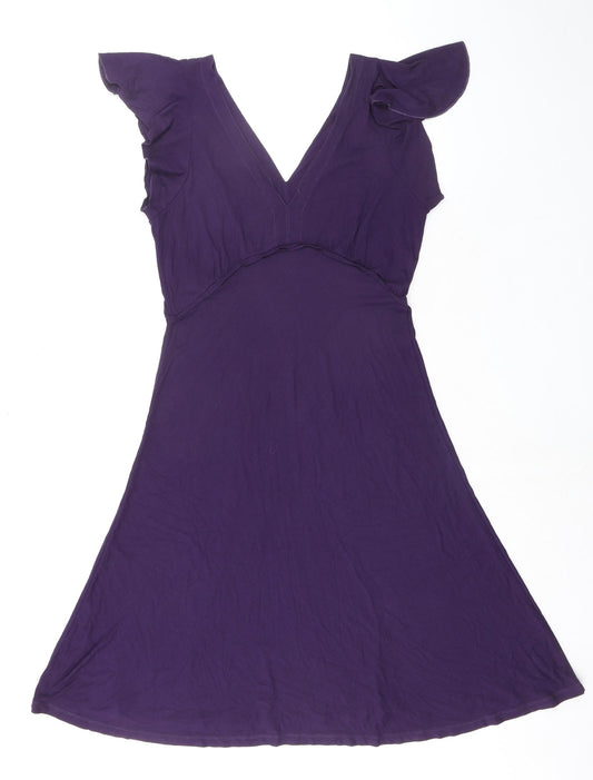 Seraphine Womens Purple Viscose Fit & Flare Size L V-Neck