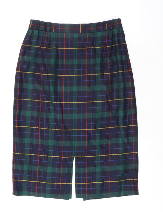 Bianca Womens Multicoloured Plaid Wool Straight & Pencil Skirt Size 14 Zip