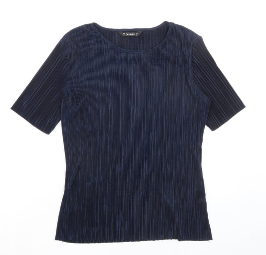 Dunnes Stores Womens Blue Polyester Basic T-Shirt Size 14 Boat Neck - Plisse