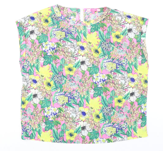 NEXT Womens Multicoloured Floral Polyester Basic Blouse Size 16 Boat Neck