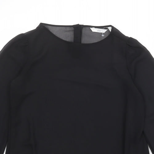 New Look Womens Black Polyester Basic Blouse Size 8 Round Neck