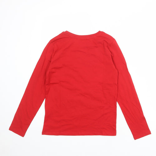 H&M Boys Red 100% Cotton Basic T-Shirt Size 8-9 Years Round Neck Pullover - Size 8-10 Years Santa Claus
