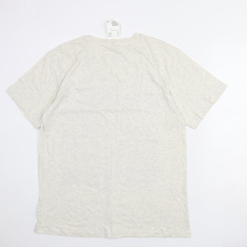 H&M Mens Ivory Cotton T-Shirt Size XL Round Neck