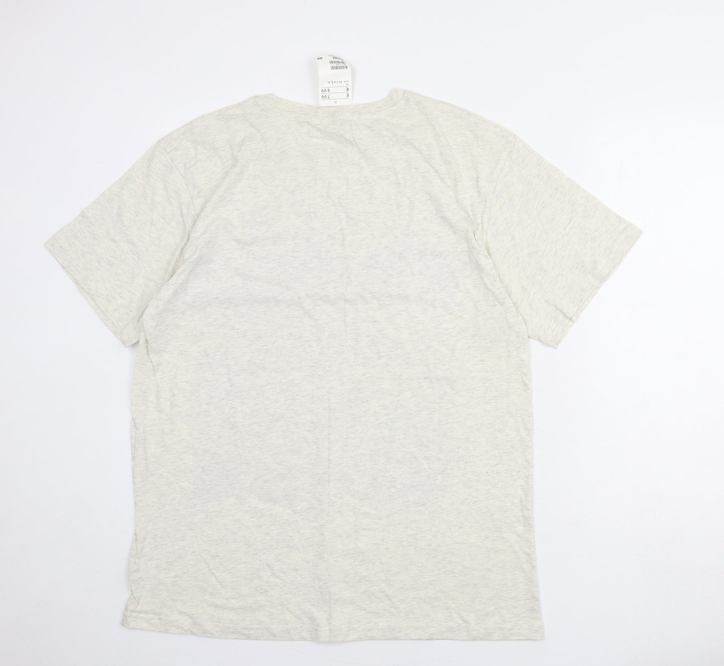 H&M Mens Ivory Cotton T-Shirt Size XL Round Neck