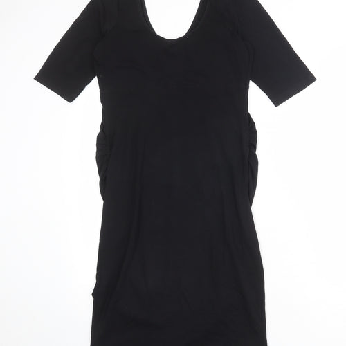 NEXT Womens Black Cotton Shift Size 10 Scoop Neck Pullover