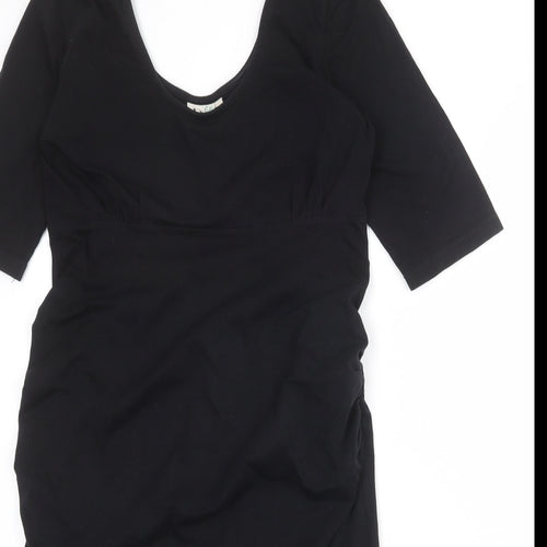 NEXT Womens Black Cotton Shift Size 10 Scoop Neck Pullover