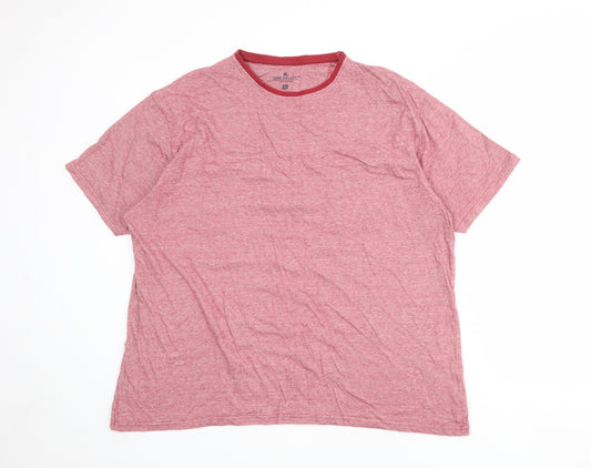 EWM Mens Red Striped Cotton T-Shirt Size XL Round Neck