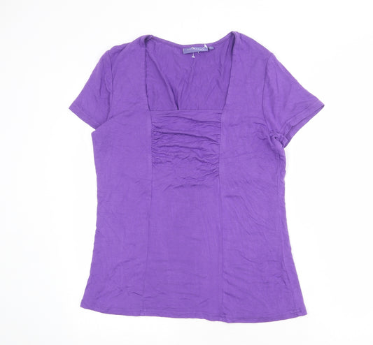 Autonomy Womens Purple Polyester Basic Blouse Size 16 Square Neck