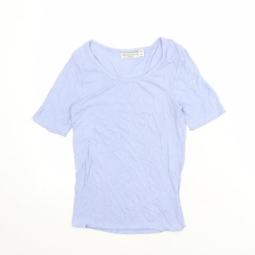 Brave Soul Womens Blue Viscose Basic T-Shirt Size M Round Neck