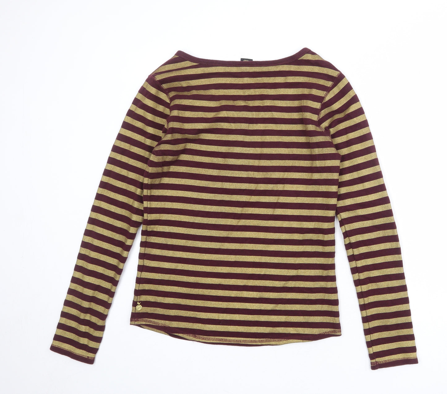 Scotch & Soda Womens Red Striped 100% Cotton Basic T-Shirt Size L Round Neck