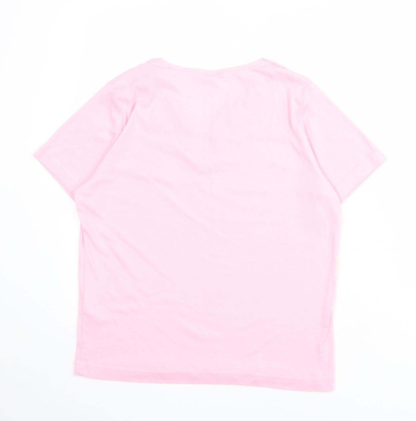 Damart Womens Pink Polyester Basic T-Shirt Size 14 V-Neck