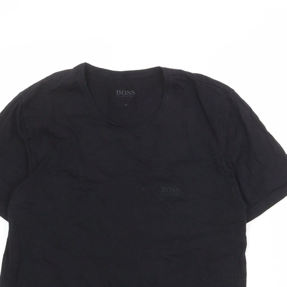 HUGO BOSS Mens Black Cotton T-Shirt Size M Round Neck