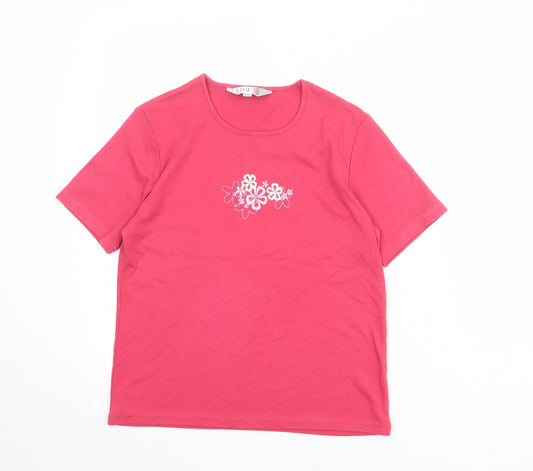 TIGI Womens Pink Polyester Basic T-Shirt Size 10 Round Neck - Size 10-12
