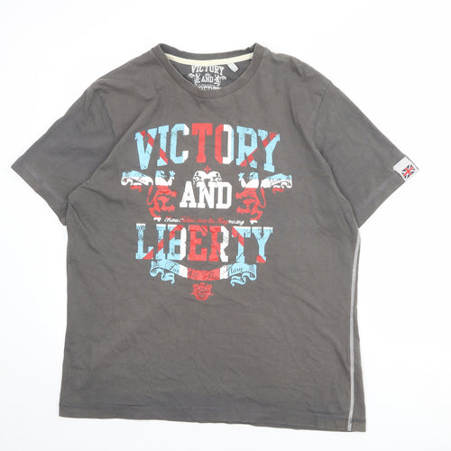 Victory and Liberty Mens Brown Cotton T-Shirt Size 2XL Round Neck