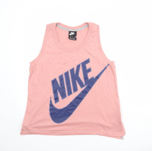 Nike Womens Pink Polyester Basic Tank Size M Round Neck Pullover