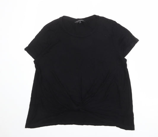 Dorothy Perkins Womens Black Viscose Basic T-Shirt Size 16 Round Neck