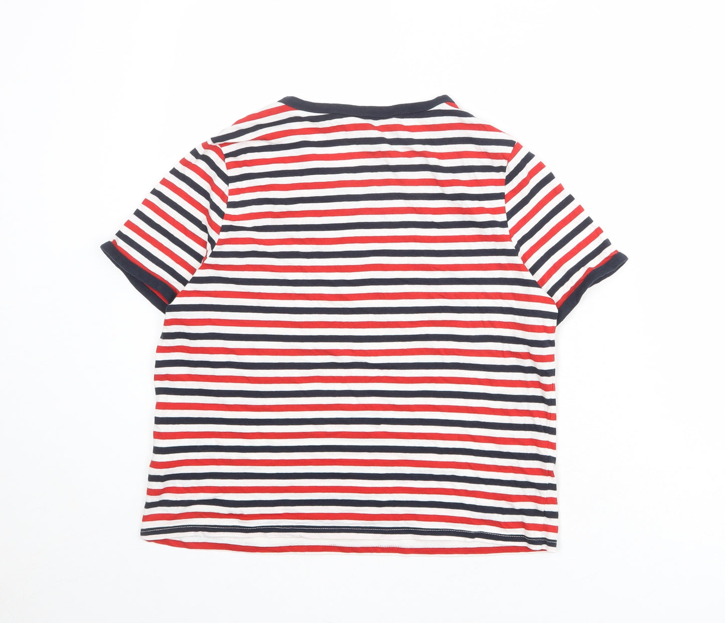 New Look Womens Multicoloured Striped Cotton Basic T-Shirt Size 12 Round Neck