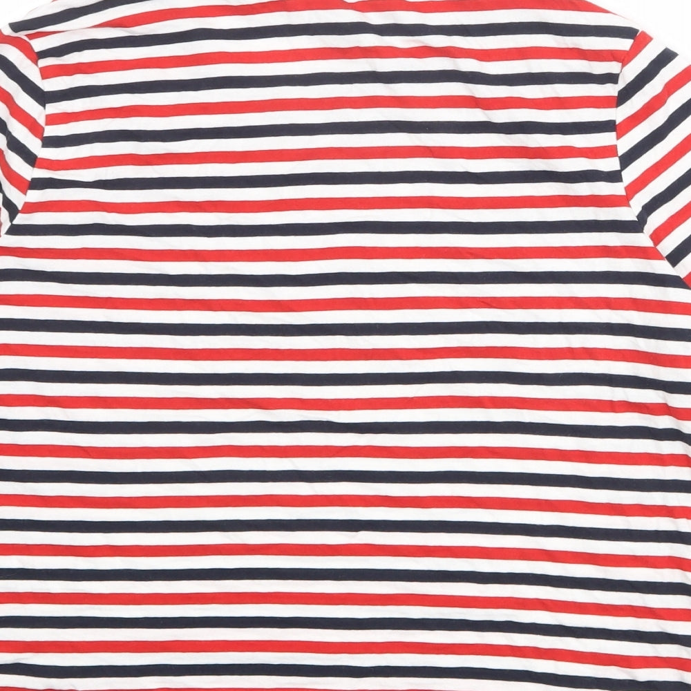 New Look Womens Multicoloured Striped Cotton Basic T-Shirt Size 12 Round Neck