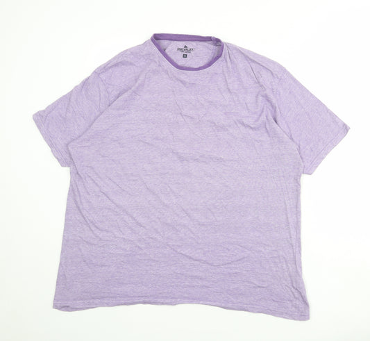 EWM Mens Purple Striped Cotton T-Shirt Size XL Round Neck