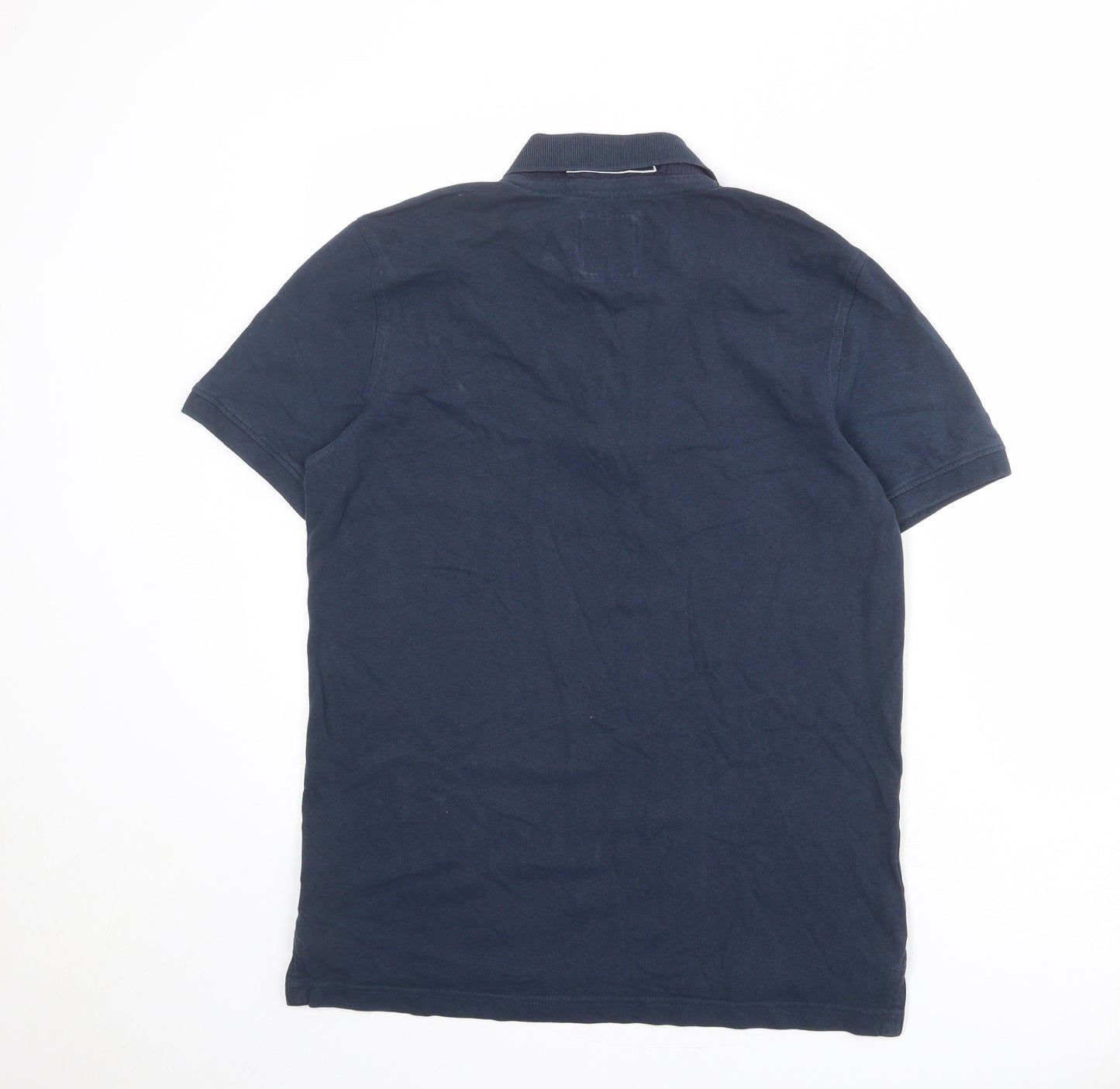 Crew Clothing Mens Blue 100% Cotton Polo Size M Collared Button