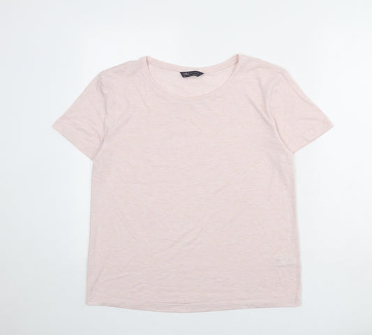 Marks and Spencer Womens Pink Polyester Basic T-Shirt Size 10 Round Neck