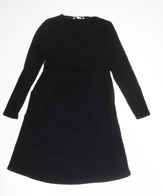 Boden Womens Black Viscose A-Line Size 12 Round Neck Pullover