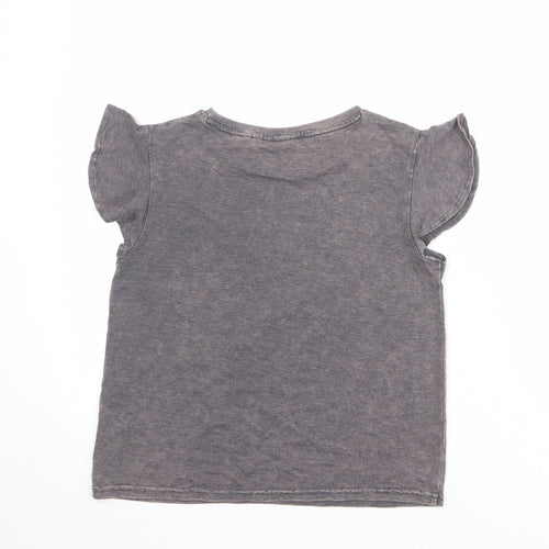 NEXT Girls Grey Cotton Basic T-Shirt Size 12 Years Round Neck Pullover - Minnie Mouse