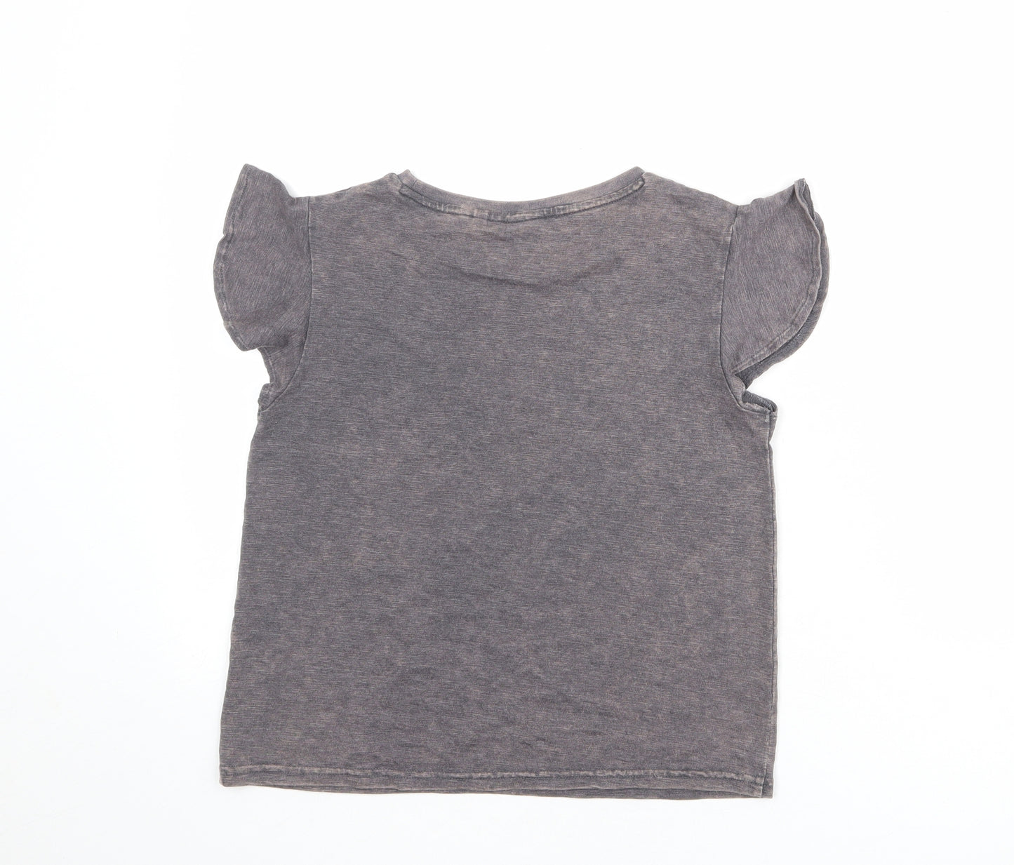 NEXT Girls Grey Cotton Basic T-Shirt Size 12 Years Round Neck Pullover - Minnie Mouse