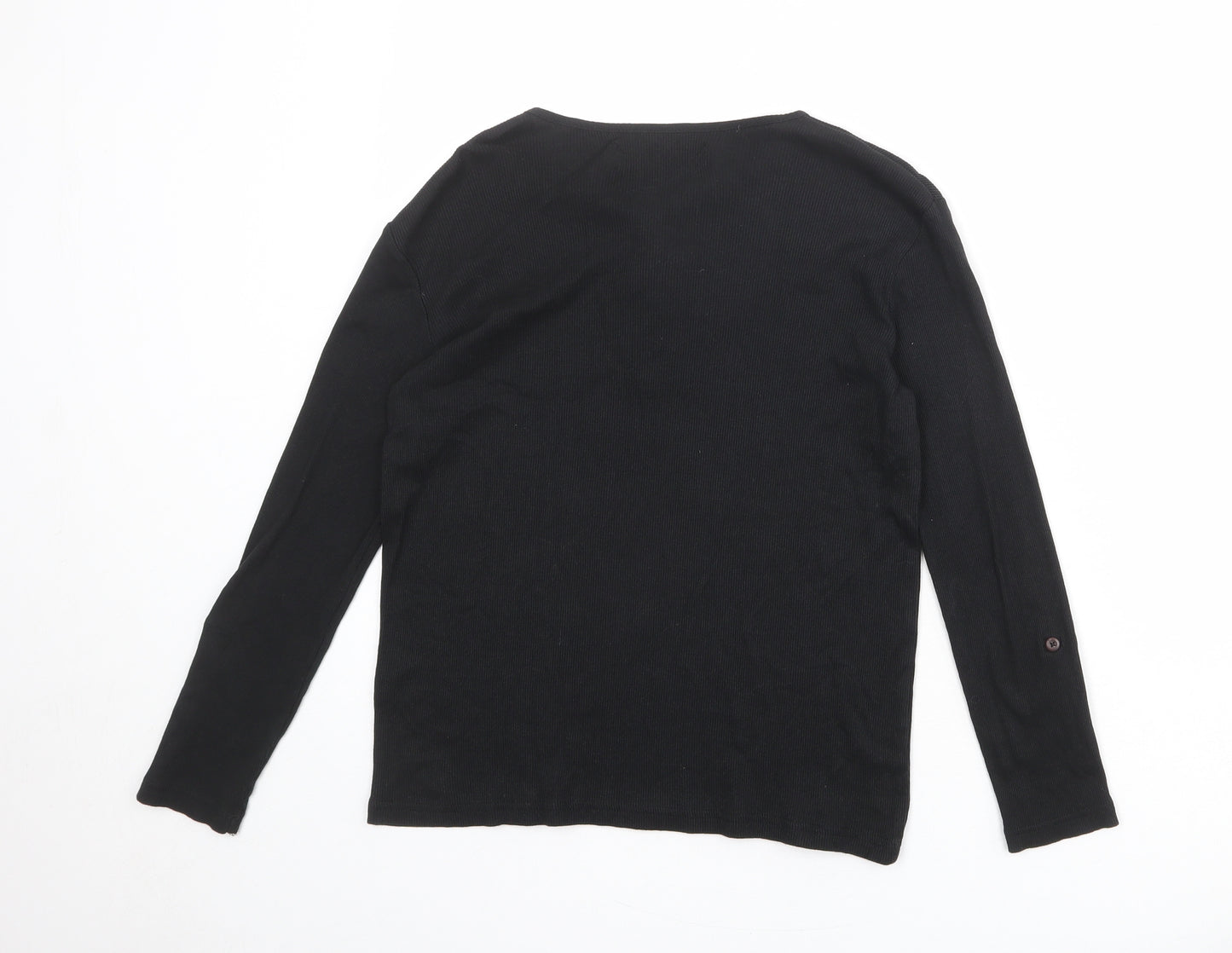 River Island Boys Black 100% Cotton Basic T-Shirt Size 11-12 Years Round Neck Button