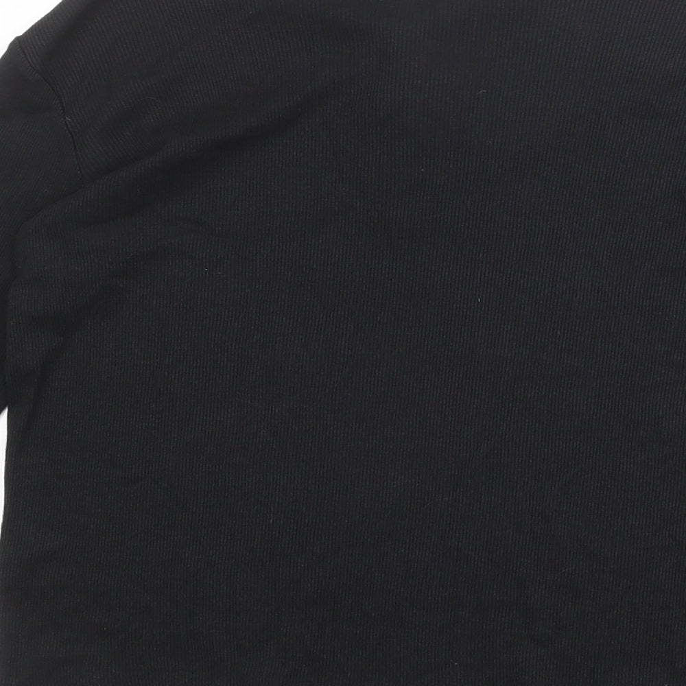 River Island Boys Black 100% Cotton Basic T-Shirt Size 11-12 Years Round Neck Button