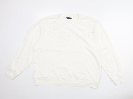 Marks and Spencer Womens Ivory 100% Cotton Pullover Sweatshirt Size 16 Pullover