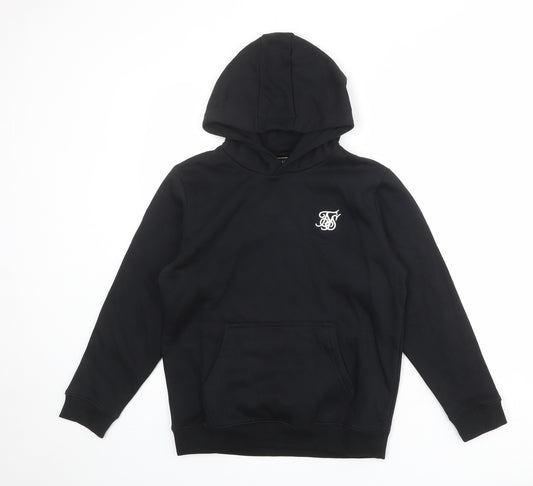 SikSilk Boys Black Cotton Pullover Hoodie Size 13-14 Years Pullover