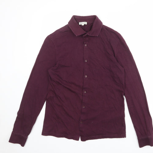 Reiss Womens Purple 100% Cotton Basic Button-Up Size S Collared