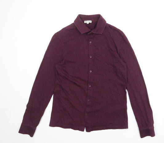 Reiss Womens Purple 100% Cotton Basic Button-Up Size S Collared