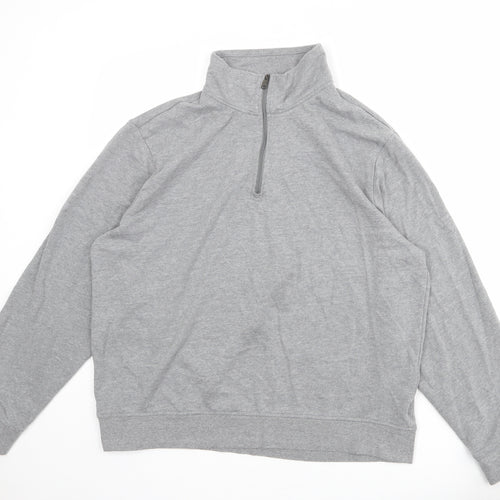 Amazon Womens Grey Cotton Pullover Sweatshirt Size XL Zip