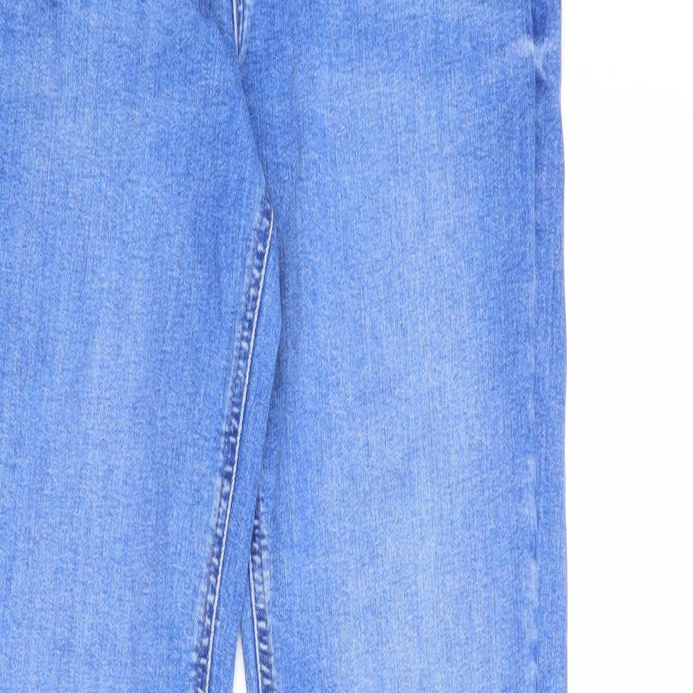 River Island Womens Blue Cotton Flared Jeans Size 12 L34 in Regular Zip