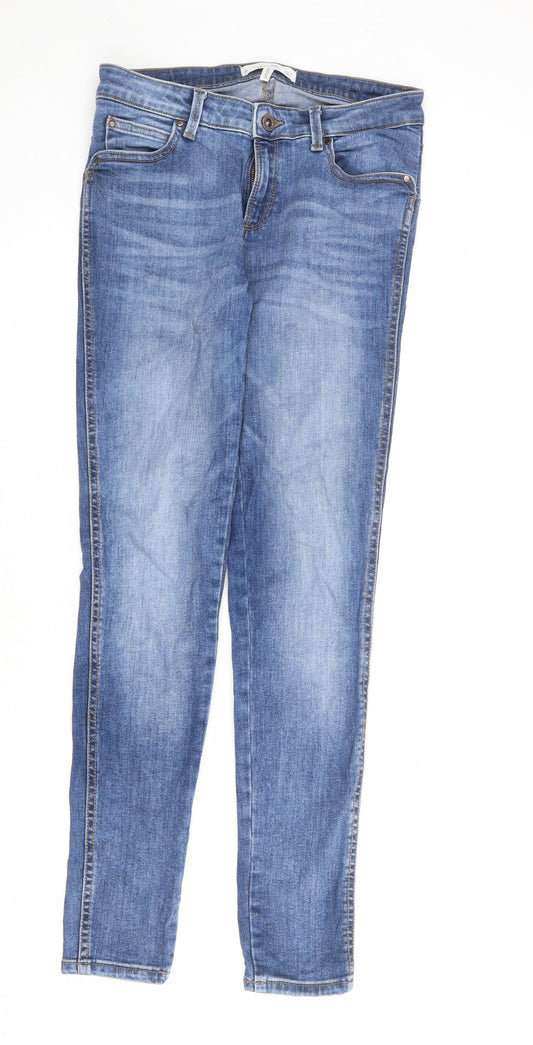 Mango Womens Blue Cotton Skinny Jeans Size 8 L28 in Regular Zip